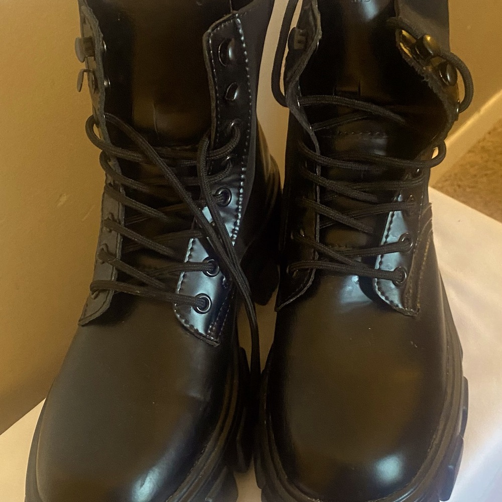 Combat boots Black vegan leather|8.5